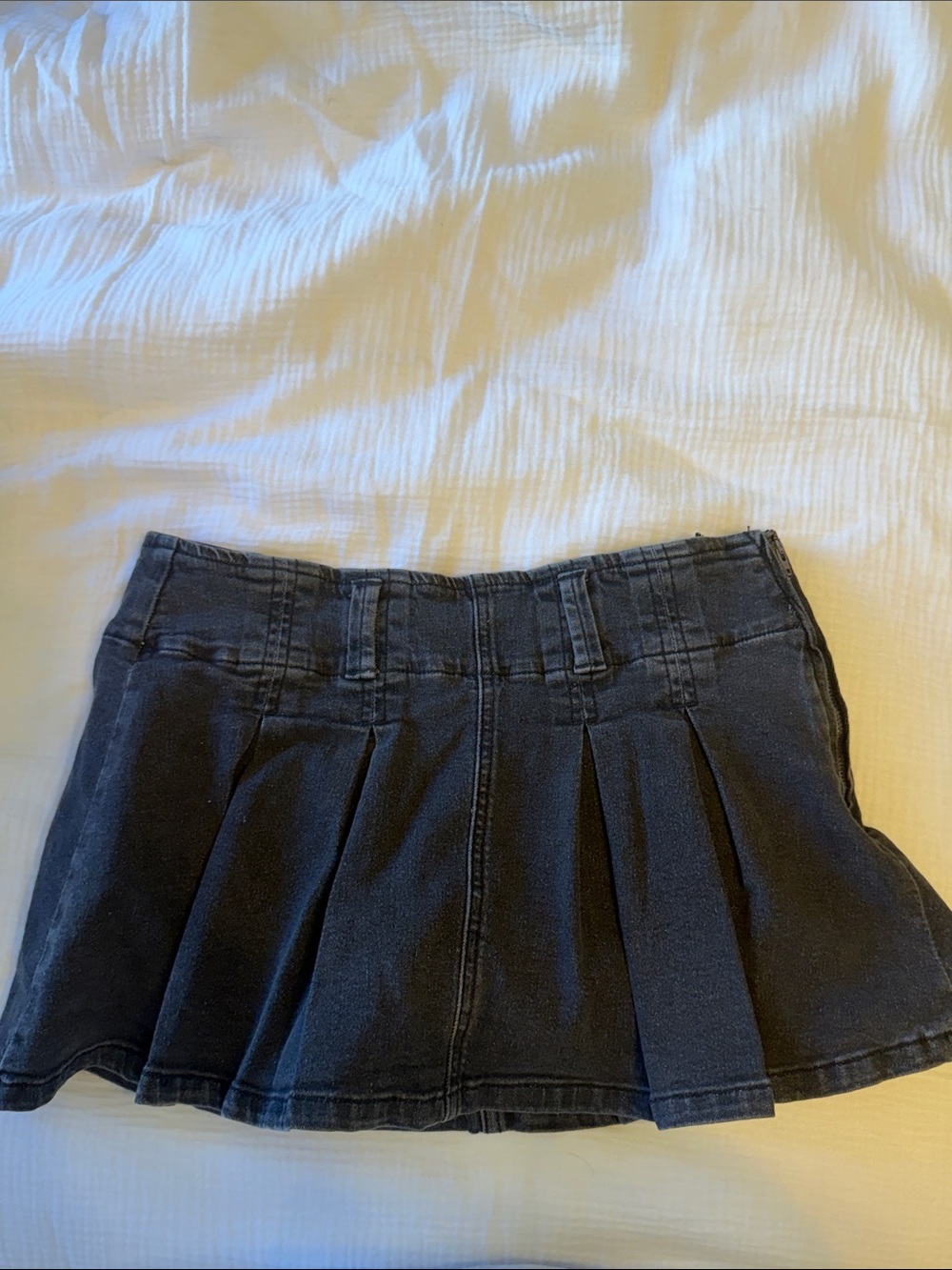 Fashion Nova Denim Black Wash Pleated Mini Skirt